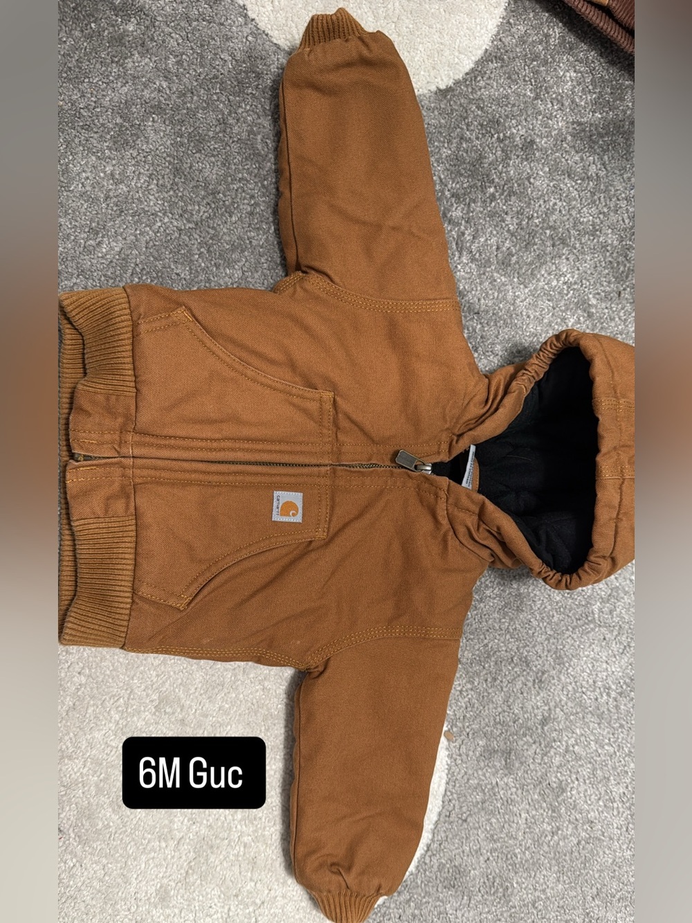 Carhartt Brown Hooded Quilted-Lined Jacket with Black Interior